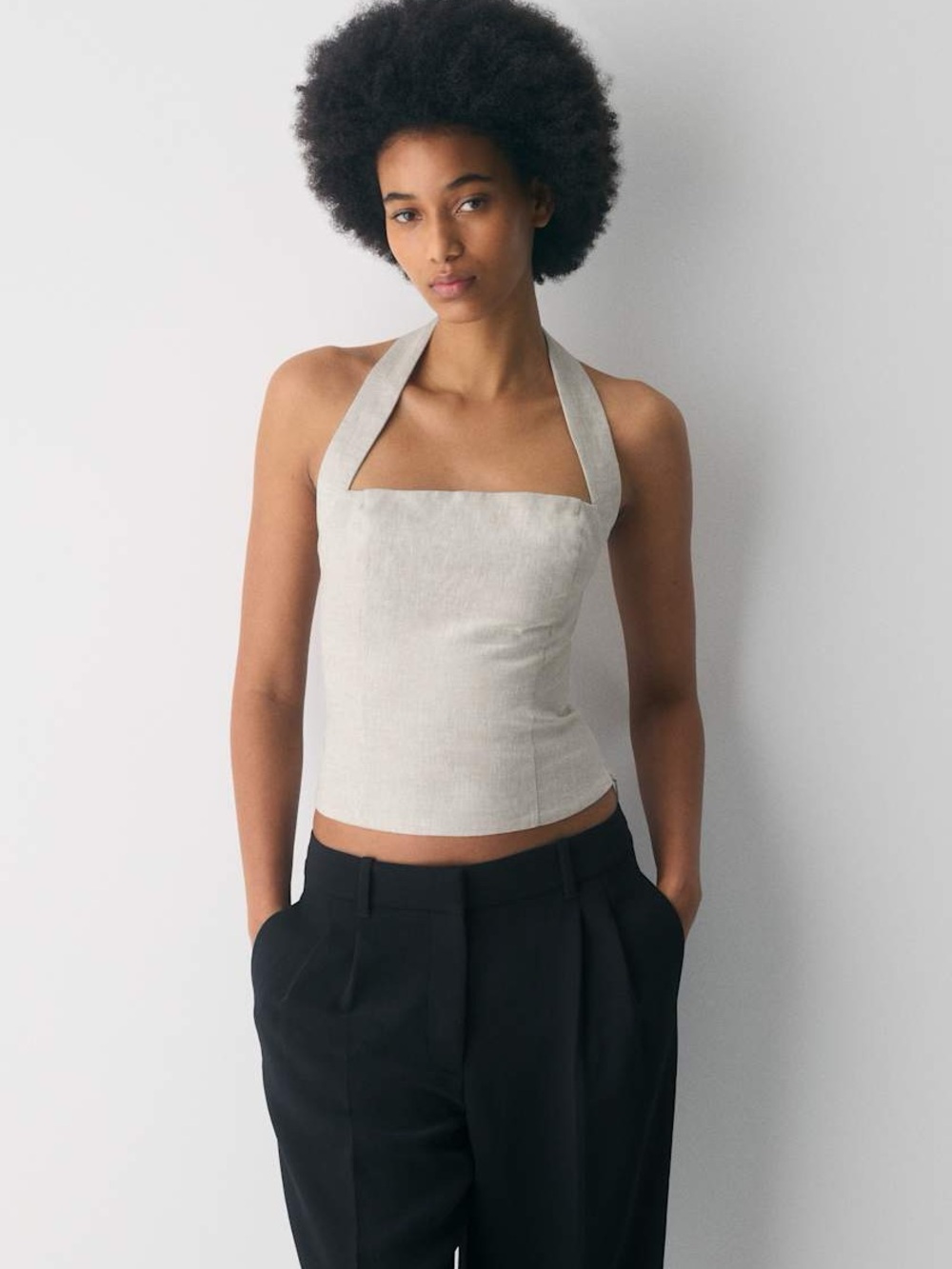 Aritzia Wilfred Whisper white Linen Halter Top-medium